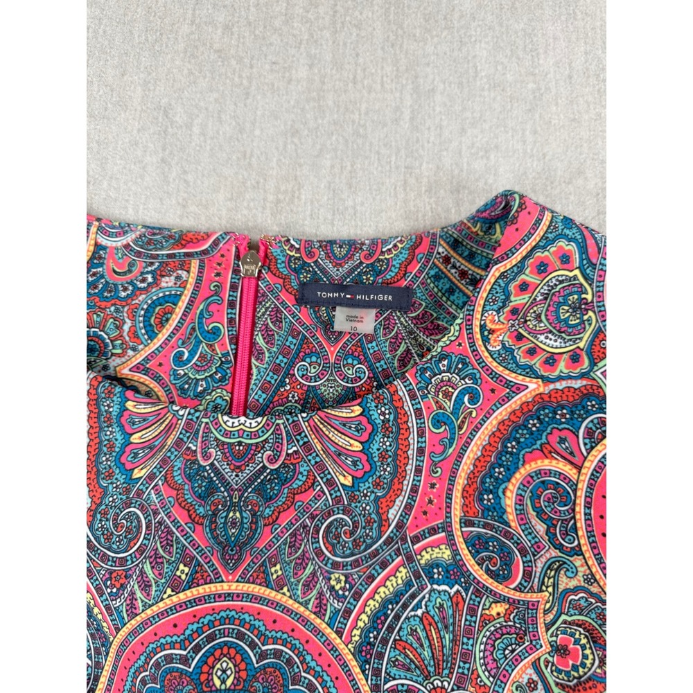 Tommy Hilfiger Pink Blue Paisley Sleeveless Sheath Dress Size 10 - Picture 2 of 6